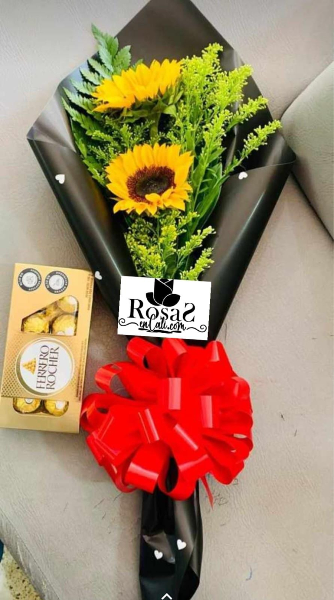 girasoles y chocolate en cali